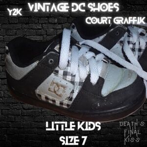 DC SHOES Court Graffik toddler 7 black/gray buffalo plaid skateboard sneakers